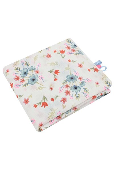 PRICHINDEL Muslin blanket, Cornflowers and Tulips, white, 80 x 100 cm