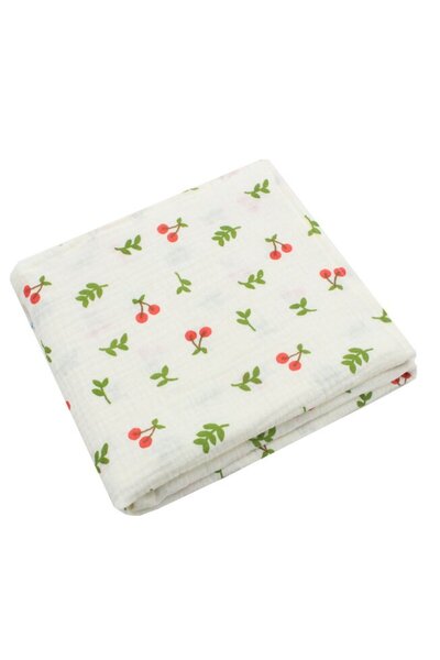 PRICHINDEL Pânză de muselină, model cu cireșe, fildeș, 80 x 67 cm