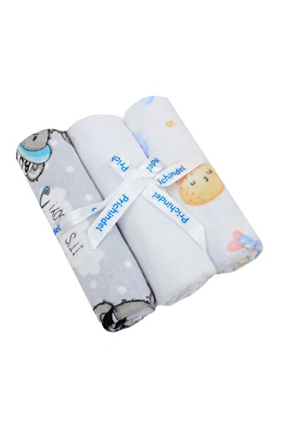 PRICHINDEL Set of 3 cotton cloth diapers, 'It is a boy' and Koala blue, 80x70 cm, multicolor