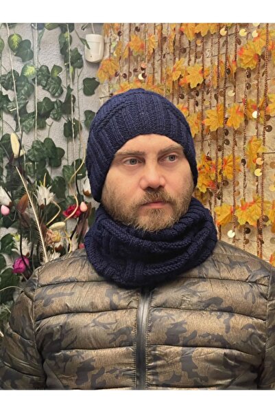 Gönülden Tasarım Hand Knitted Men's Beanie Neck Collar Set