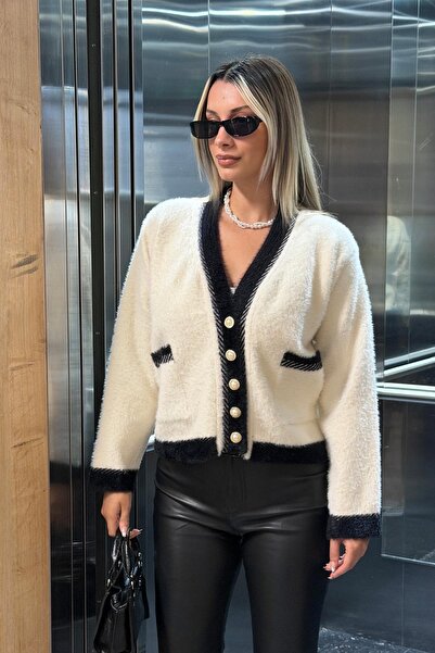 RB CLUB Women's Button Detailed Cardigan Ecru