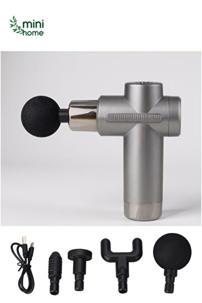 MiniHome Masaj Tabancası Sporcu Masaj Aleti 4 Başlıklı Şarjlı Titreşimli Spor...