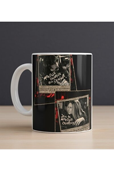 sartre art "Behzat Ç Savcı" Mutsuz Oluruz Senle" Tasarımlı Porselen Kupa Bardak