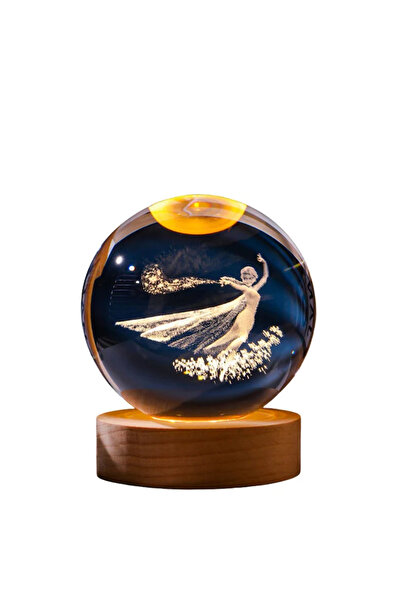 OEM Glob de cristal magic 3D cu LED, 8 cm, bază din lemn, decor muzical și cadou fantastic