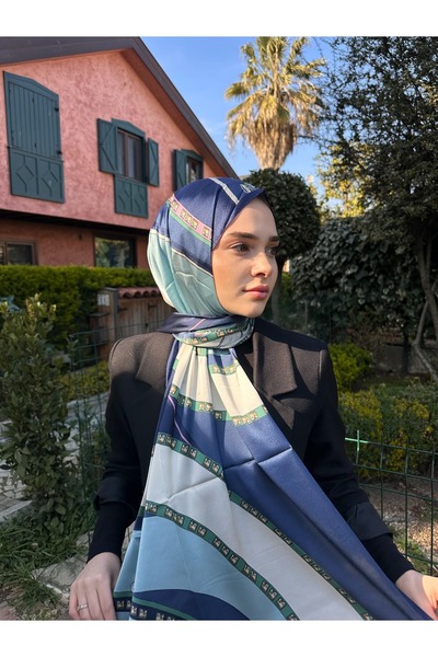 tomrisboutique Lüks Vual İpek Şal Hijab Fular Scarf Shawl Desenli 70 x 180 cm