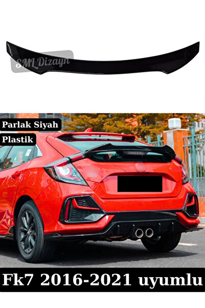 SML Dizayn Honda Civic Fk7 Dto Spoiler Spoyler Çıta Parlak Siyah Hatchback 20...