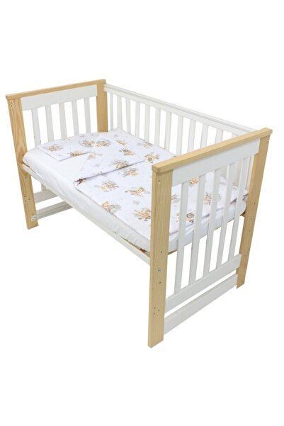 PRICHINDEL Lenjerie de pat din bumbac, 3 piese, Ursuleț în avion, crem, 120x6...