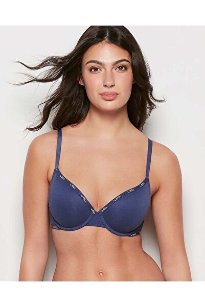 La senza حمالة صدر نصفية بشعار مبطنة بشكل خفيف باللون الأزرق الداكن