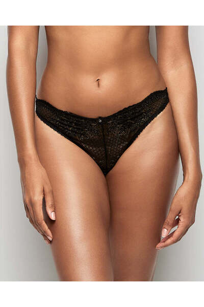 La senza سروال داخلي دانتيل عالي الساق باللون الأسود المتوهج