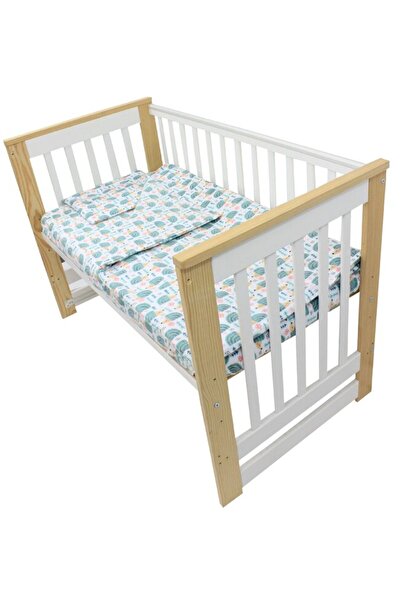 PRICHINDEL Set de lenjerie de pat din flanel, 3 piese, Arici Verde, 120x60 cm...