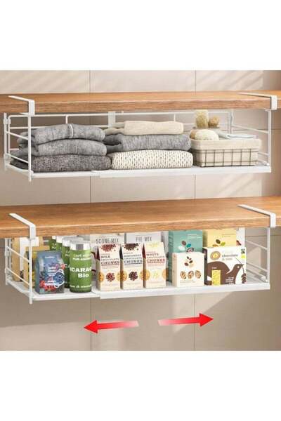 COOYA Expandable Under Cabinet Shelf, Extendable Under Shelf Storage with Removable Wire-Like Back for Pan
