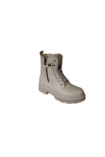 Yaz Kış Ayakkabı YAZKIŞ Kadın Siyah Ten Cilt Yandan Fermuarlı 15cm Bilek Boyu...