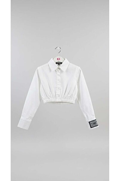 Hilal Akıncı Kids Crop Buy White Shirt with Elastic Waistband