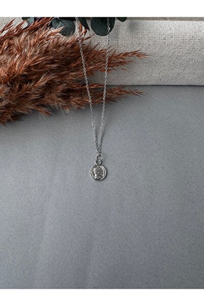 M Miel Kadın gümüş renk minimal paslanmaz çelik kolye
