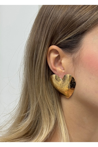 KİLİGİSTANBUL Antique Heart Retro Gold Earrings