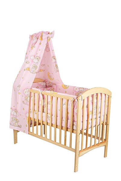 PRICHINDEL Lenjerie de pat cu baldachin, 6 piese, Sleepy Bear, roz, 120x60 cm