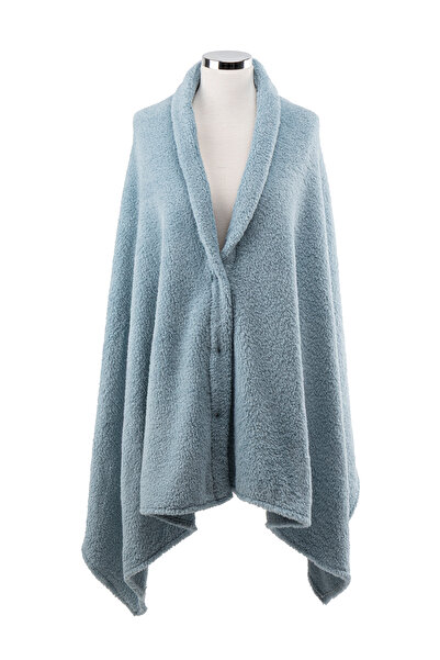 ipekistanbul شال كتف فاخر مع أزرار كبس - أزرق