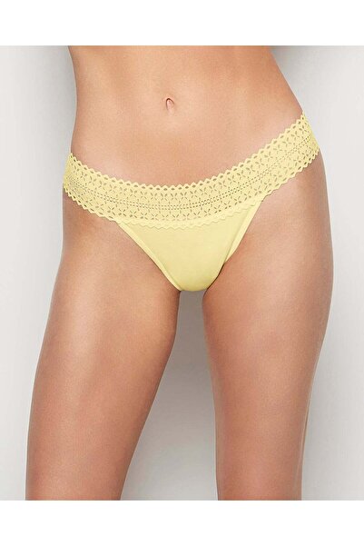 La senza Thong Panty with Lace Trim in Mellow Yellow