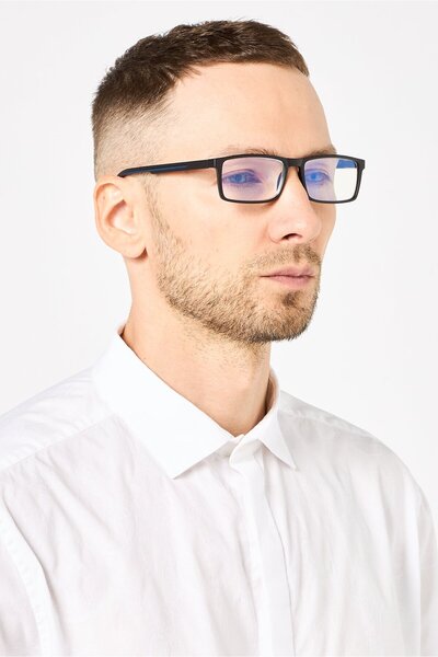 A & A Glasses Men WR-S6913S Rectangular Reading Glasses, Black