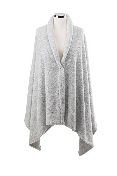 ipekistanbul Snap Fastener Premium Shoulder Shawl Poncho - Gray