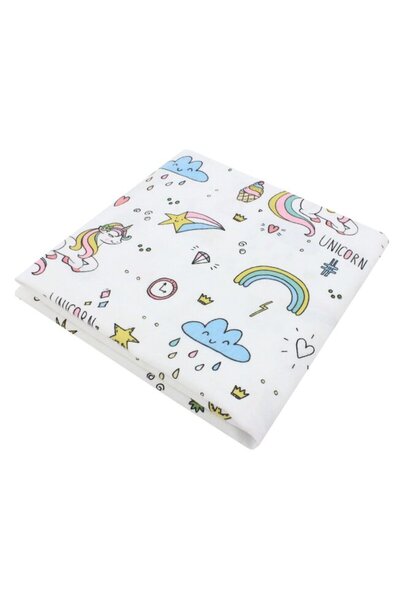 PRICHINDEL Scutec din flanel de bumbac, Unicorn, multicolor, 80 x 70 cm