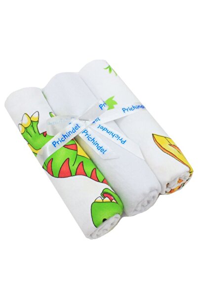 PRICHINDEL Set de 3 scutece, flanel bumbac, Dinozauri, multicolor, 80 x 70 cm