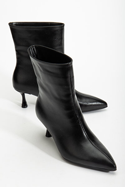 BY BERLE SHOES حذاء نسائي أسود لامع بكعب رفيع ومقدمة مدببة