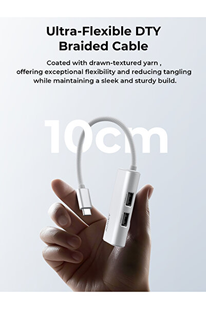 AUKEY OfficeDok 4-in-1 USB Hub Adapter 2xUSB-A, 2xUSB-C, 10Gbps Data Transfer, UH-CA01 Silver