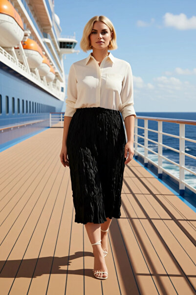 BENERLY Women's Woven Midi Skirt Ripped Look Molded A-Line Functional Durable...