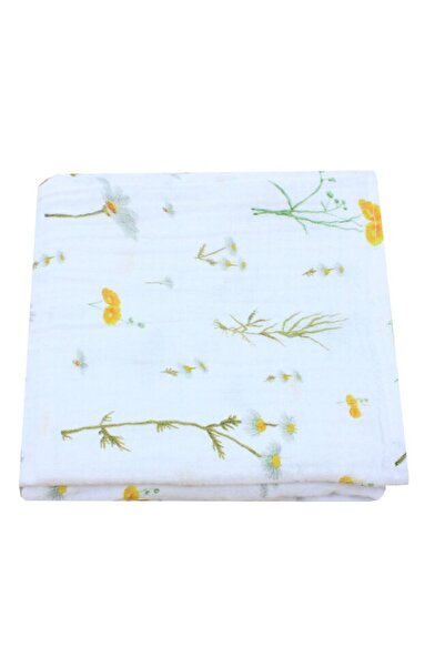PRICHINDEL Prosop de mâini, muselină, flori galbene, 30 x 30 cm