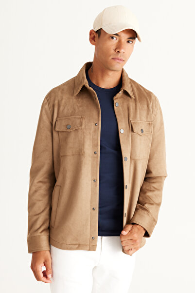 ALTINYILDIZ CLASSICS Beige Standard Fit Regular Cut Shirt Collar Coat