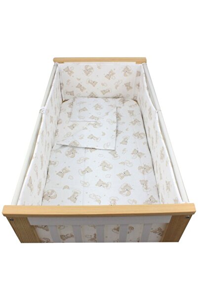 PRICHINDEL Lenjerie de pat pentru pătuț din bumbac, 5 piese, ursuleț crem pe ...