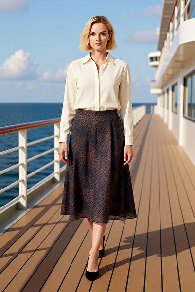 BENERLY Women's Midi Skirt Regular Waist Elastic Waistband Molded Functional ...