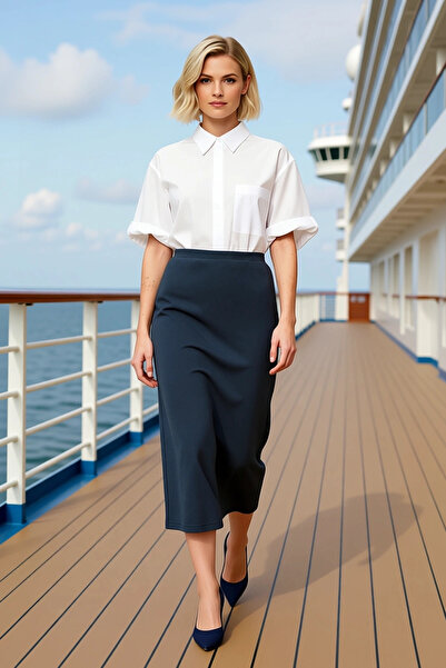 BENERLY Fusta tricotată maxi cu șliț pentru femei, cu talie înaltă, model cre...