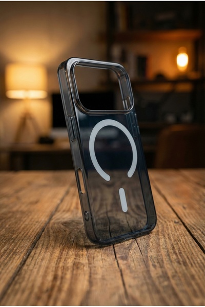 Fibaks iPhone 17 Pro Clear Navy Blue Transparent Slim Translucent Hard Impact Protection Magsafe Case