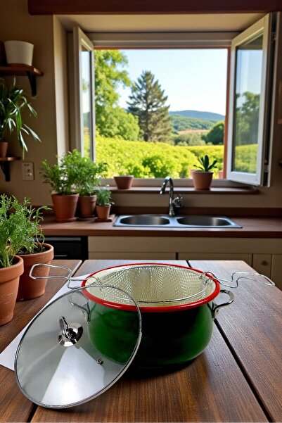 İnci Emaye 26 No. Enamel Cookware & Fryer, Serving, Dining, Camping, Picnic, Dowry