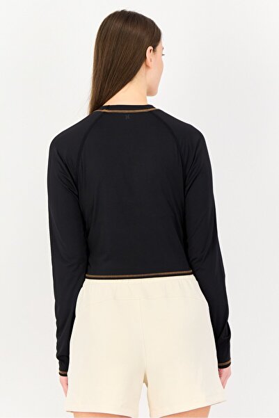 Hurley Women Petite Long Sleeves Textured Rash Guard, Black