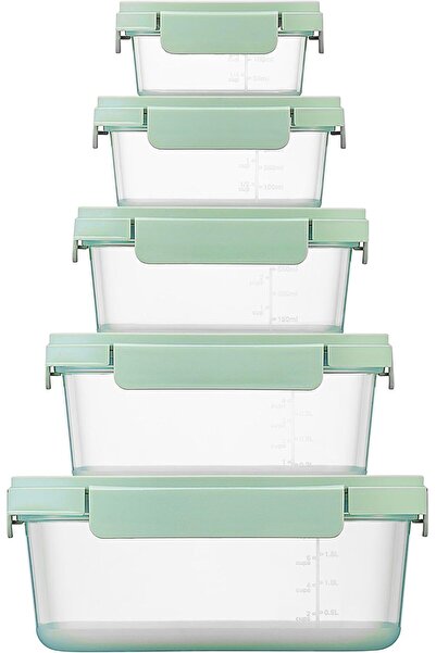 locknlock مجموعة حاويات نستوبيا LTN310-LTN350 (230مل، 500مل، 920مل، 1.6لتر، 2.7لتر)