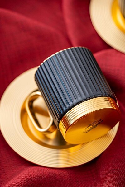 ACAR 4'lü Porselen Erika Double Kahve Fincanı 160ml Siyah