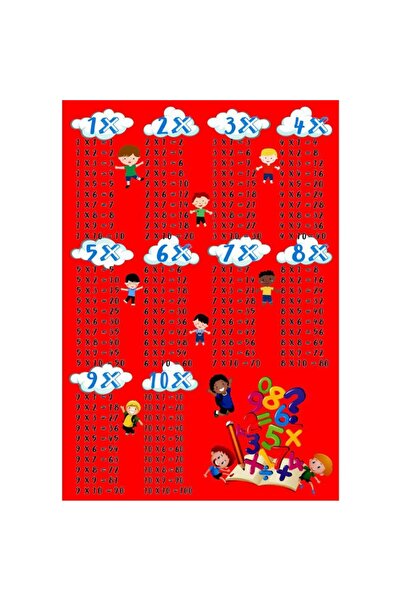 Sanlux Anti-slip children's room carpet, multiplication table pattern, red, 120x180 cm