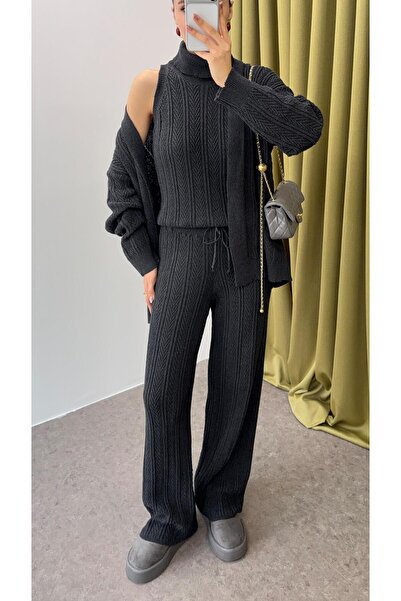 HAZELANNA Ripped Detailed Triple Anthracite Set