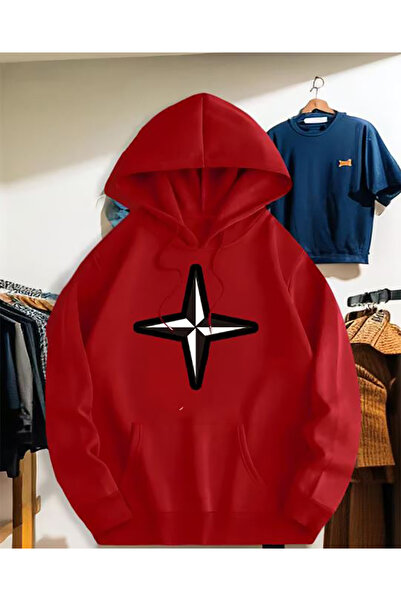 herkesemoda Print Detailed Hooded Sweatshirt