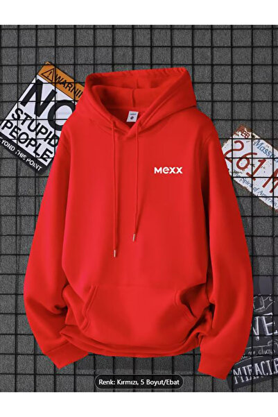 herkesemoda Mexx Chest Print Detailed Hooded Sweatshirt