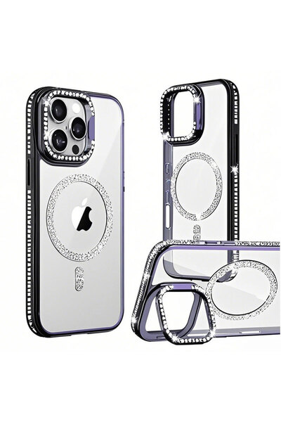 Apple Кейс с кристално покритие, съвместим с iPhone 16, MagCase, CamStand, черен