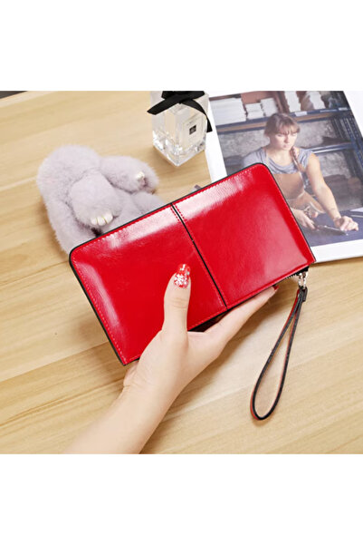 CRM Women's Wallet, CRM, Leather, Zipper, Red, 21 x 11.5 cm