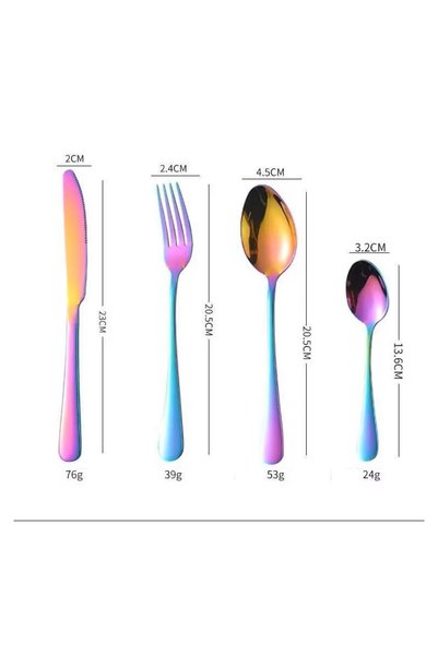 Partenya Rainbow Premium 304 Stainless Steel 24-Piece Cutlery Set – Tableware Set for 6 People