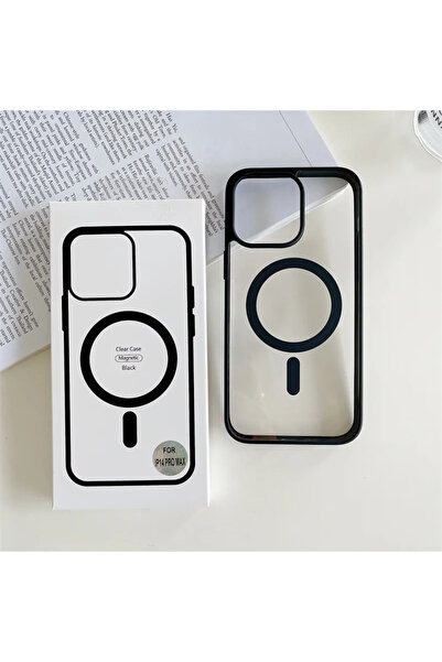 Apple Прозрачен калъф CaseMag за iPhone 16e, MagCase, акрилен кристал, черна ...