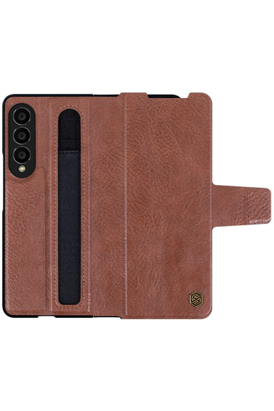 Samsung Husa pentru Z Fold 4, Aoge, PC Leather, Maro