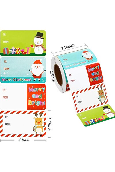 Generic 500 Pcs Christmas Gift Tag Stickers Roll Self Adhesive Santa Name Labels Holiday Present Wrapping