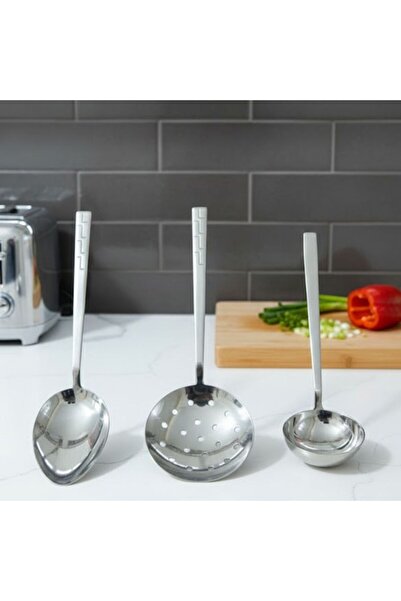 DAMMERUN 3-Piece Stainless Steel Serving Set – Sauce Ladle, Colander and Spoo...